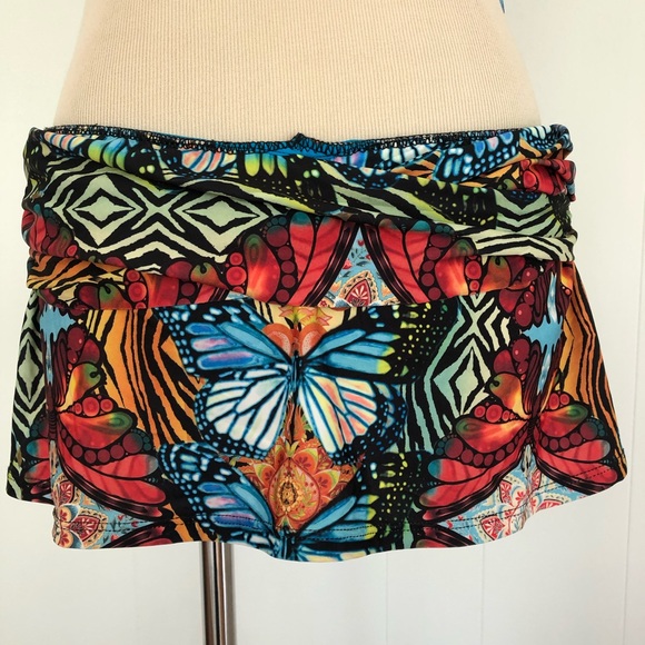 BECCA Rebecca Virtue M Bohemian Boho Butterfly Halter SWIMSUIT Tankini & Skirt - Picture 5 of 12